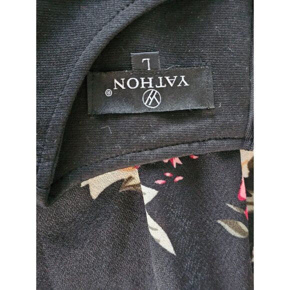 Yathon Vintage Ruffle Floral Flared A Line Swing Casual Party Dress Sz L - Picture 6 of 7